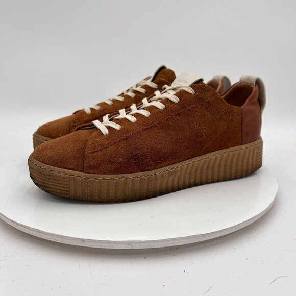 Allsaint Women Size EU 39 US 8 Brown Suede Lace Up Rubber Platform Casual Shoes - Picture 1 of 16